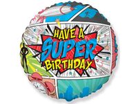 Balon foliowy "SuperBirthday - COMIC", 45 cm (18 cali) [balon na hel]