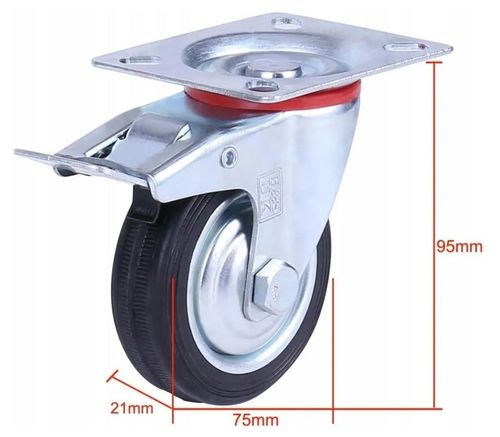 KÓŁKA OBROTOWE 75mm 200kg KOŁA METALOWO GUMOWE ZESTAW JEZDNY WÓZKÓW na Arena.pl