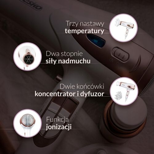 SUSZARKA DO WŁOSÓW Z JONIZACJĄ 2400W Zimny nawiew + Koncentrator i na Arena.pl