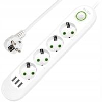 PRZEDŁUŻACZ LISTWA ZASILAJĄCA WŁĄCZNIK 3x USB 4 GNIAZDA 2m