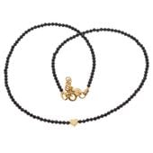 Naszyjnik z sercem - Spinel fasetowane kulki i srebro złocone