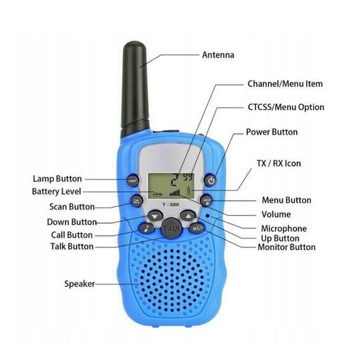 SHONA T388 WALKIE TALKIE 2 szt dla dzieci 10 tonów latarka VOX na Arena.pl