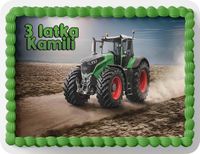 PROSTOKĄTNY OPŁATEK NA TORT A4 20x29CM - TRAKTORY CIĄGNIK + IMIĘ