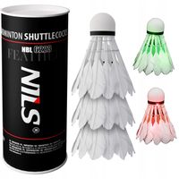 NILS Komplet 3x Piórkowe Lotki Do Badmintona Świecące LED