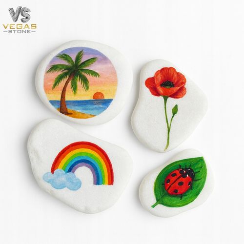 KAMIENIE DO MALOWANIA DLA DZIECI BIAŁE PŁASKIE 4-6CM GŁADKIE ZESTAW na Arena.pl