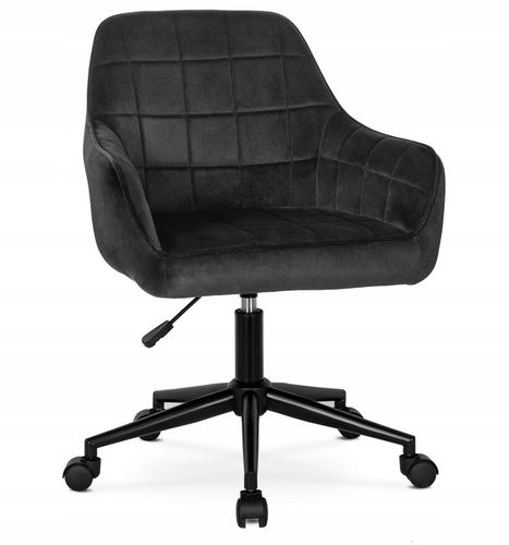 Krzesło Obrotowe Fotel Młodzieżowy Obrotowy Dla Dziecka Czarny Welur LUCY na Arena.pl