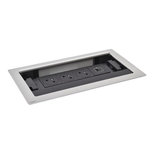 Gniazdo meblowe FLIP UP z chowaną pokrywą 3X2P+Z/USB A+C z przewodem 2m - METAL Legrand 654850 na Arena.pl