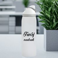 Bidon ergonomiczny z Twoim nadrukiem - biały 1200 ml z ustnikiem