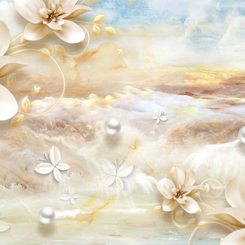 Fototapeta Ścienna Kwiaty PERŁY Marmur Abstrakcja 270cm x 180cm na Arena.pl