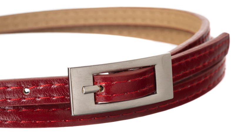 Damski pasek skórzany wąski cavaldi czerwony zdjęcie 3