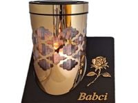 BABCIA BABCI ZNICZ LAMPION SOLARNY SOLAR FOTOWOLTAICZNY TUBA RÓŻA ZŁOTO