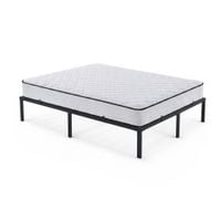 Łóżko z Materacem 140x190 cm Składane Metalowe Rama Łóżka Stelaż Czarne