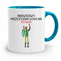 Kubek Błękitny Wędkarza Rybaka Prawdziwy Mężczyzna Z Nadrukiem Ze Zdjęciem
