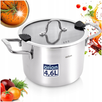 GARNEK STALOWY Z POKRYWKĄ MIARKĄ DO GOTOWANIA INDUKCJA GAZ 20 CM 4,6 L