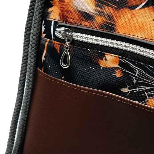 Worko-Plecak Brązowy z Motywem Dmuchawców – Handmade z Ukrytą Kieszenią na Zamek na Arena.pl