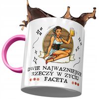 Kubek Różowy Śmieszny Dwie Najważniejsze Rzeczy Z Nadrukiem Ze Zdjęciem