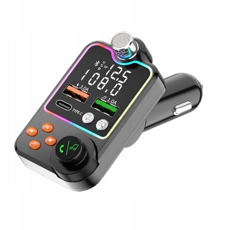 TRANSMITER FM ZESTAW GŁOŚNOMÓWIĄCY BT 5.0 ŁADOWANIE QC 3x USB PD RGB na Arena.pl