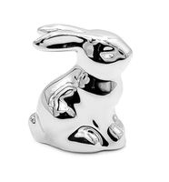 Króliczek wielkanocny srebrny królik ceramiczny figurka do stroika