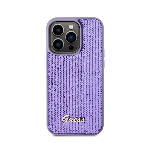 Guess Sequin Script Metal - Etui iPhone 15 Pro (fioletowy) na Arena.pl