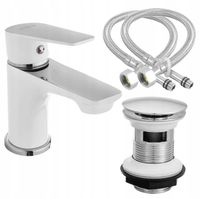 BATERIA UMYWALKOWA ŁAZIENKOWA JEDNOUCHWYTOWA STOJĄCA BIAŁA - CHROM SOLIDNA