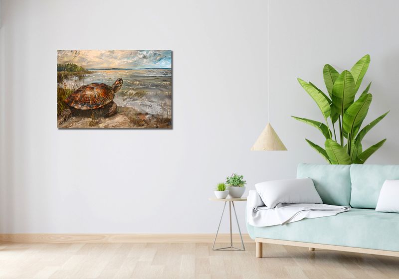 Obraz 90x60cm Nadmorski Żółw zdjęcie 2