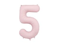 Balon foliowy cyfra 5 jasny różowy pudrowy, 86 cm