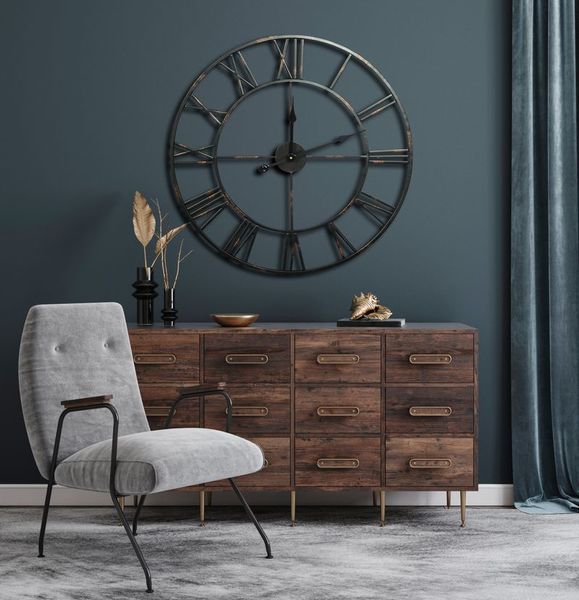 Duży zegar ścienny 70cm czarny zdjęcie 2