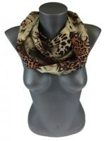 Cienki komin szyfon kwiaty panterka brązowy czarny CRK-3