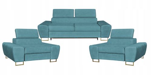 Zestaw mebli wypoczynkowych Bosso Sofa 2os fotele niebieskie Family Meble na Arena.pl