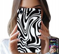 ETUI DO IPHONE 16e - CZARNO BIAŁA ABSTRAKCJA + SZKŁO HART