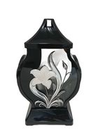 Znicz Elegancki Faraon Srebrny Kwiat Lilia  biała 30cm Lampion