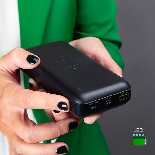 Powerbank 20000 mAh PD USB-C USB-A Micro-USB 20W - czarny na Arena.pl