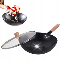Patelnia Wok 30 cm, pokrywa, stal węglowa, nieprzywierająca KINGHOFF