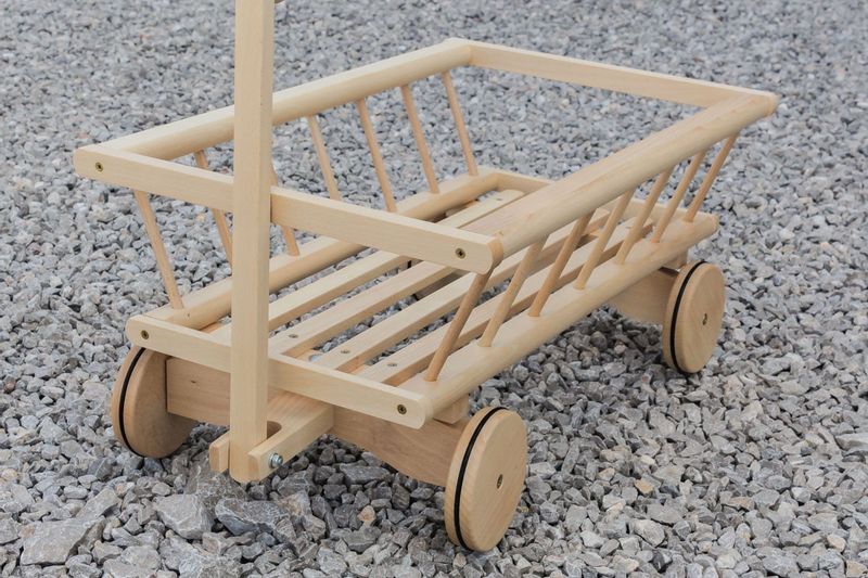 Duży, drewniany wózek drabiniasty - gumowane koła zdjęcie 5