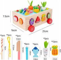 ZESTAW Gra Montessori Sorter Warzywa Marchewki Robaczki PREZENT