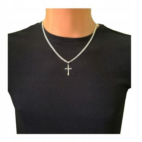 ŁAŃCUSZEK SREBRNY 925 PANCERKA Z KRZYŻYKIEM MĘSKI 3,8 MM. GRAWER GRATIS na Arena.pl