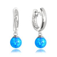 MINET Srebrne kolczyki z niebieskimi opalami