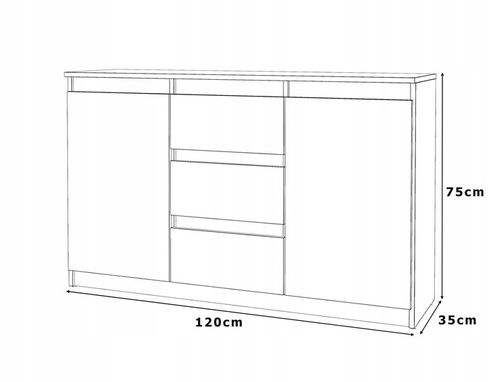 Komoda 120cm szafka z szufladami Antracyt Wotan Aga lux do salonu duza na Arena.pl