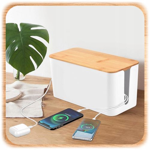 ORGANIZER NA KABLE POJEMNIK PUDEŁKO LISTWE KABLI PRZEWODY DREWNIANA na Arena.pl