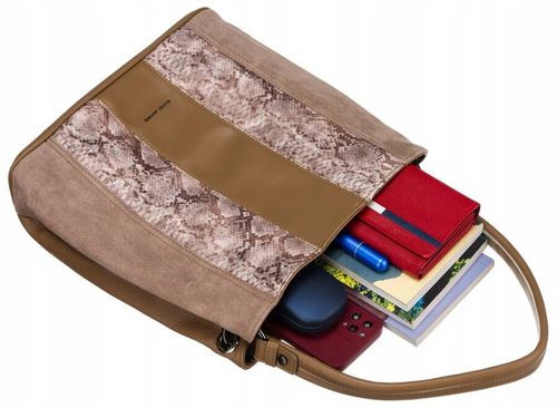 torebka damska ze skóry ekologicznej z wężowym wzorem - david jones na Arena.pl