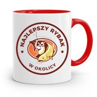 Kubek Czerwony Wędkarza Najlepszy Rybak W Okolicy Z Nadrukiem Ze Zdjęciem