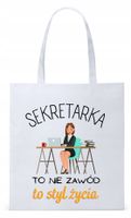 Dla Sekretarki Na Prezent Torba Eco Biała Shopper Z Nadrukiem Ze Zdjęciem