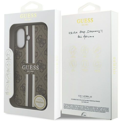 Etui Guess 4G Printed Stripes MagSafe do iPhone 17 brązowy na Arena.pl