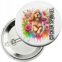 Przypinka z agrafką 59mm - PIES PSY PIESEK RASA COCKER SPANIEL