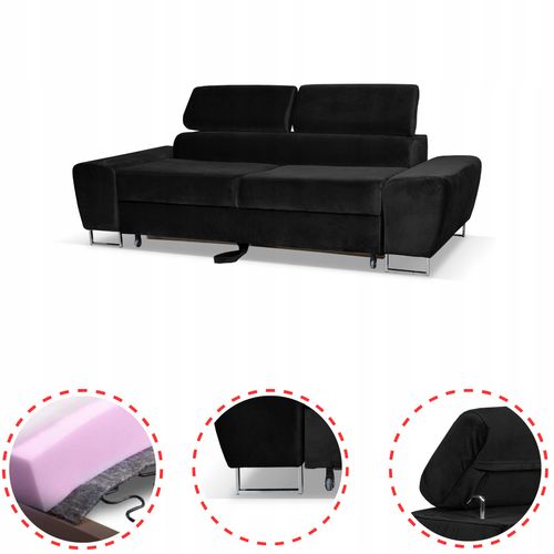 Zestaw mebli wypoczynkowych salon Bosso Sofa 2os fotele czarne Family Meble na Arena.pl