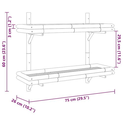 Półka ścienna z półką Brązowy 75 x 26 x 60 cm Bambus na Arena.pl