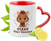 Kubek Czerwony Z Uszkiem W Kształcie Serca Dla Oskara Na Prezent
