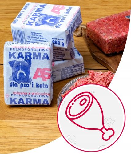 Karma dla Psa Mięso Mrożone Wołowe Bez Kości Surowe Świeże AS 10 kg BARF na Arena.pl