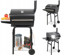 OGRODOWY GRILL WĘGLOWY Z POKRYWĄ STALOWY RUSZT 47X34CM NA KÓŁKACH LUND