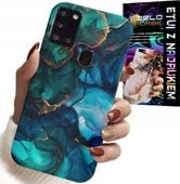ETUI DO SAMSUNG GALAXY A21s - NIEBIESKO ZIELONY MARMUREK PLECKI WZORY